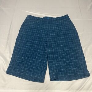 Nike Golf Shorts Mens 30 Blue Plaid Tour Performance Dri-Fit 11" Inseam Stretch